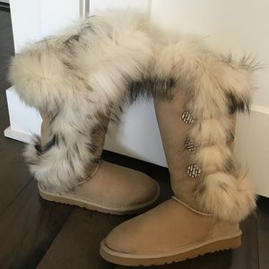 AU&MU fox fur winter boots Size 7